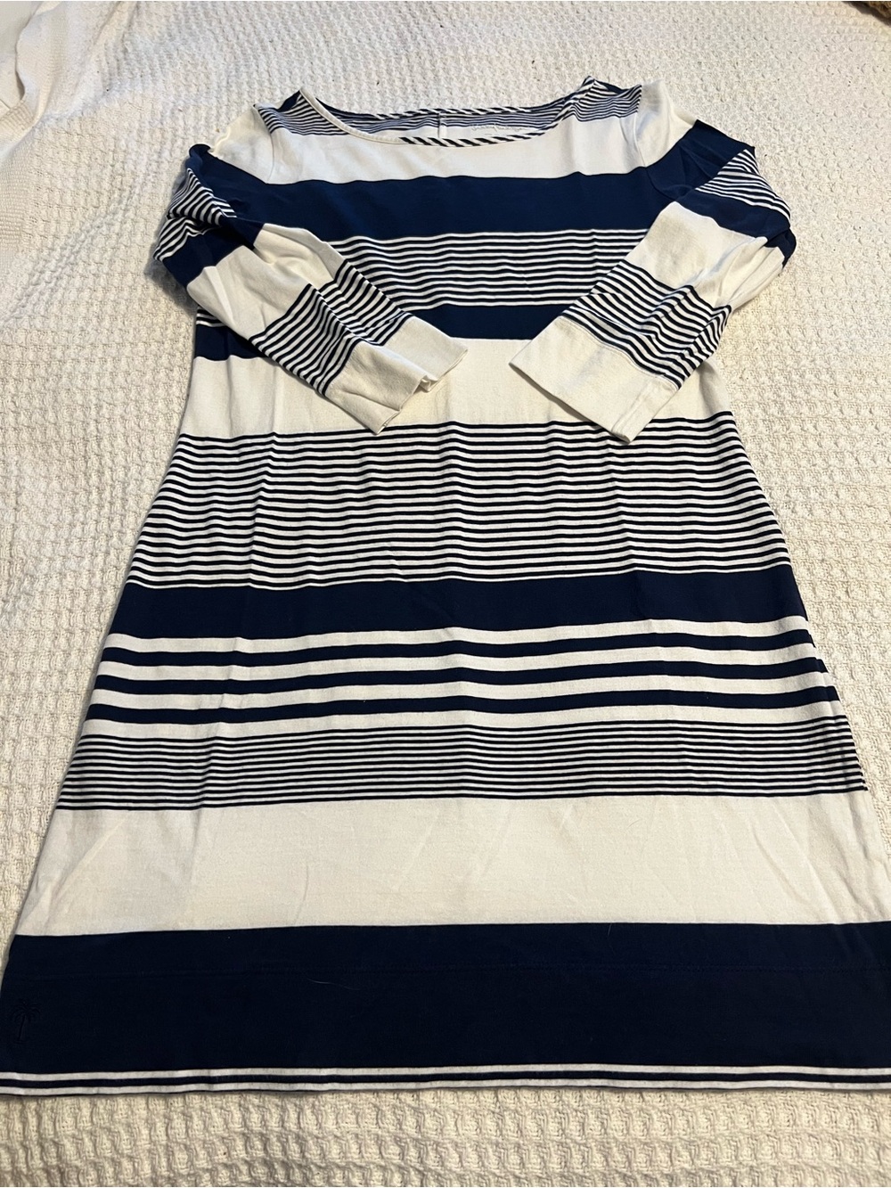 Lilly Pulitzer Navy and White Striped Long Sleeve Dress